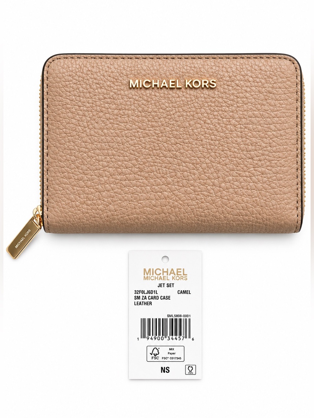 Michael Kors Pebbled Camel Zip-Around Wallet